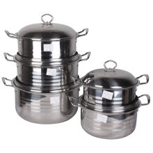 Polished Round Stainless Steel Stock Pot Set